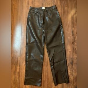 Aritzia brown leather pants